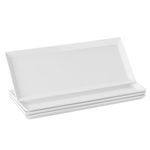 DOWAN Large Serving Platter, 14.5"/36.8cm White Rectangle Dinner Plates Porcelain, Suitable for Appetizers, Meat, Dessert, Pasta, Buffets, Party, Dishwasher & Microwave Safe, Set of 4