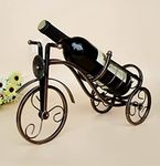 Avior Tricycle Shape Wine Bottle Holder, Beer Bottle Stand Accessories Home Bar Tabletop Wine Rack Countertop, Tabletop Single Bottle Wine Rack (Black, Metal & Glass) (Wine Bottle Stand)