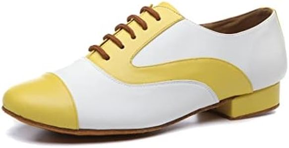 MINITOO Zapatos Baile Salon Hombre con Cordones Party Evening Zapatos L495 Amarillo Blanco EU 42