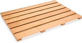 Luxury Bamboo Bath Mat - Waterproof Wood Shower Mat with Non-Slip Feet - Sturdy Bathroom Mat for Inside and Outdoor Use - Bathroom Decor Essentials Multifunctional Design for All Occasions