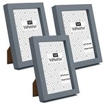 6 x 4 Inch Photo Frame Set of 3, Grey Boxed Garllery Picture Frames 4 x 6'' 3Pack With Glass Window for Tabletop or Wallmounted,Oxford Modern Thin Picture Frame 4 x 6 Inch