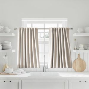 UHITECH Short Blackout Curtains for Bedroom 45 Inch Length Curtains for Living Room Black Out Curtains 2 Panels Set Linen Blackout Curtains Pinch Pleated Curtains for Small Windows Curtains & Drapes