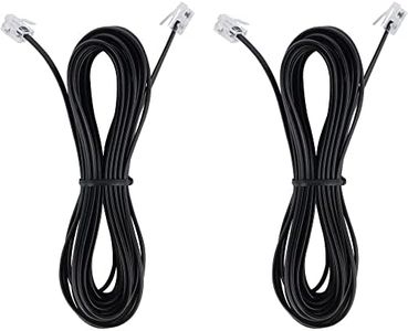 15-Feet Phone Telephone Extension Cord Cable Line Wire with Standard RJ11 6P4C Plugs for Landline Telephone,(Black15-ft, 2Pack)