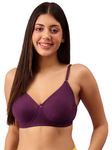 Clovia Women's Cotton Rich Non-Padded Wirefree T-Shirt Bra (BR0184P12_Purple_34D)