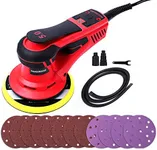 PioneerWorks Electric Random Orbital Sander, Brushless Motor Powerful 350W,10000 RPM,6-Inch For Professional-Grade Woodworking, Polishing,Carpentry with 20 Sander Papers