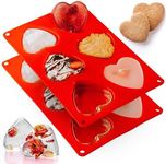 Rycore Heart Silicone Molds for Baking - Perfect for Creating Mini Heart-Shaped Cakes, Chocolates, and More - Easy to Use and Clean [2 Pack Red]