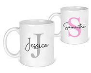 Personalised Mug Initial with Name, Initial Mug, Pink or Blue, Custom Gift for Couples, Her, Mum, Dad, Friend, Nan or Girls