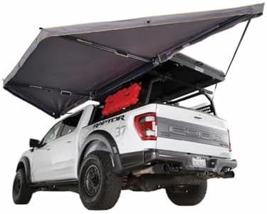 Overland Vehicle Systems HD Nomadic 180 LTE Dark Grey Awning with Black Travel Cover | 280G Poly Cotton Ripstop Material | 59 Sq Ft of Coverage | Easy Installation