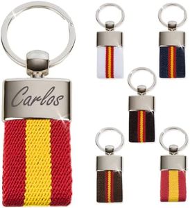 ibera gifts - Llavero Personalizado con Colores de la Bandera Española, Metal y Tela, Llaveros Personalizados y Llaveros Originales, Presentado en Bolsa de Regalo (Rojo)