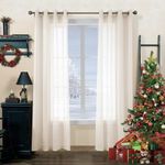 CUCRAF Voile Sheer Curtain, Eyelet Top Solid Linen Look Voile Curtains For Living Room, Window Treatments Volile Curtain for Bedroom, 2 Panels (Linen Color, 55" Wx90 L)