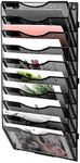 EasyPAG 10-Tier Wall File Organizer Hanging File Folders Holder Office Organizers and Storage for Paper Rack,Mail &Magazine Organizer,Black