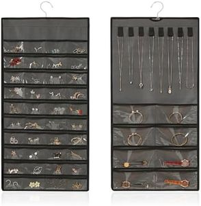 HIOQFR Organizador de Joyas Colgante de Doble Cara Soporte para Colgar Joyas Pared Armario Organizador Bisuteria Colgante Soporte Aretes Collares Pendientes Exhibición Hanging Jewelry Organizer-Gris