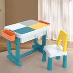 R for Rabbit Little Genius Learner Kids Study Table Set with Chair, 4 in 1 Multifunctional Desk Set for 2-10 Years Kids, Upto 45kgs Weight Capacity (Blue White)