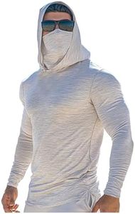 Men' Performance Fishing Hoodie Shirt UPF 50+ Sun Protection Long Sleeve UV SPF T-Shirts Rash Guard with Face Mask