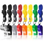 Tima 10 Packs Coaches Referee Whistles with Lanyards, 9 Colorful Plastic and 1 Stainless Steel Metal Whistle for Football Sports Lifeguards Survival Emergency Training (Multicolour)