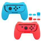 FastSnail Grips Compatible with Nintendo Switch/Switch OLED for Joy Con, Wear-Resistant Handle Kit Compatible with Joy Cons Controllers, 2 Pack (Blue and Red)