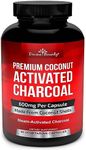 Organic Activated Charcoal Capsules - 600mg Coconut Charcoal Pills - Active Charcoal Powder Used for Gas Relief, Detox, Teeth Whitening, Bloating - 90 Veggie Caps