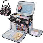 PAVILIA Knitting Bag Yarn Storage Tote, Large Crochet Organizer Bag, Yarn Storage Holder for Crocheting Knitter, Knitting Project Bag, Crochet Accessories Set, Gifts For Crochet Lovers, Soft Rose