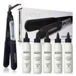 Cortex Professional Vapor Hair Straightener Flat Iron for Hair 1.25" Ceramic Premium Argan Infusion Steamliner - Dual Voltage Straightening Irons with 5x Argan Refill Bundle - Planchas De Cabello