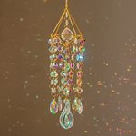 HDCRYSTALGIFTS Crystal Suncatchers Hanging Wind Chime Style Garden Suncatcher Rainbow Maker Handmade Gold Plated Suncatcher