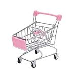 HEALLILY Mini Shopping Cart Supermarket Handcart Utility Cart Mode Doll Accessory Toy for Teenagers Kids (Pink)