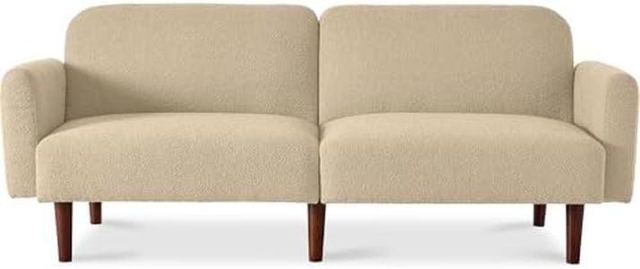 Best Choice Products 77" Mid Century Modern Boucle Loveseat Sofa, Couch, Convertible Sofa Sleeper Bed w/Real Wood, Removable Armrest - Oatmeal