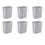 Sterilite 10346A06 3.4 Gallon/13 Liter Weave Wastebasket, Cement, 6-Pack