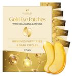 PLANTIFIQUE Under Eye Patches for Puffy Eyes 5 Pairs Gold Eye Masks for Dark Circles and Puffiness with Collagen and Caffeine - Cooling Eye Patches Remove Eye Bags and Wrinkles, Gel Eye Mask Skincare