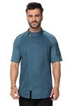 Chef Works Men's Varkala Chef Coat, Teal, M