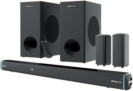 ZEBRONICS Juke BAR 9552, Dolby Audio, Dual Wireless Subwoofer & Satellite, 625 Watts, RGB LED, Bluetooth Soundbar (Black, 5.2 Channel)