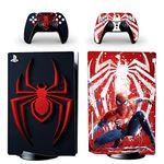 Khushi Decor Spider Man 2 UV 3M Vinyl Sticker Decals for PlayStation 5 Disk Version Console and Two Dual Sense 5 Sticker Skins Black PS5 Skin Console and Controller Design