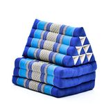 Leewadee - Comfortable Japanese Floor Mattress Used As Thai Floor Bed with Triangle Cushion, Futon Mattress Or Thai Massage Mat, 67 x 21 inches, Blue