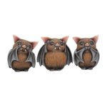 Nemesis Now B4473N9 Three Wise Bats 8.5cm Figurines, Brown