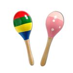 HusNain Colorful Wooden Rainbow Baby Handle Jingle Bell Rattle Toys for Playing Kids & Toddlers- Rattle Shaker Toys | Musical Infant Toy for New Born Baby (Egg Shaker)