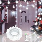 JXLEDAYY 12 M 100 LED Fairy Lights Outdoor IP44 Waterproof Globe String Lights Cool White Battery Operated Christmas Lights with Remote 8 Modes for Bedroom Patio Garden Indoor Decorations