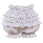 Mikan Tsumiki Bloomers for Women Kawaii Victorian Shorts Pantloons Pumpkin Pants Lace Ruffle Underskirt, White, XL