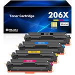 206X 206A Toner Cartridges 4 Pack (with Chip) High Yield Replacement for HP W2110X W2110A Work for HP Color Laserjet MFP M283fdw M283cdw Pro M255dw M283 M255 Printer Ink (Black Cyan Yellow Magenta)