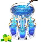 MOKOQI Shot Glasses Dispenser and Holder with 6 Shot Glass Set Liquid Beverage Drink Fountains for Parties Birthday Drink Glasses Dispenser Fun Accessories Home Gifts