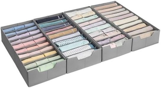 SONGMICS Underwear Organiser, Set of 4, Drawer Organiser for IKEA PAX Wardrobe, with Dividers, Wardrobe Organiser, Foldable, 50 x 22 x 10 cm for Socks, Dove Grey RUS015G01