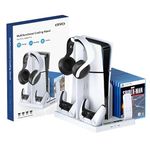 New World Multifunctional Cooling Stand for PS5 Slim /Ps5 Fat, for PS5 Cooling stand PS5 Controller Charger with Heaphone Holder Cd Stand for PS5 Slim PS5 Fat Disc & Digital