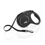 flexi® Classic Retractable Tape Lead for Dogs up to 25 kg, 5 m, Black, Plastic, 11.6 x 18.8 cm
