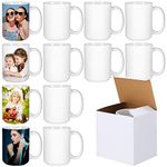 Sublimation Mugs 15 oz Set of 12 Bulk White Ceramic Coffee Mug Tazas para Sublimacion Sublimation Ceramic-Coated Cups Sublimation Blank Mugs for Milk Latte Hot Cocoa and DIY Gifts (15.0 Fluid Ounces)