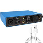 Audio interface USB Xrl Audio Interfaces, for the Guitarist, Vocalist, Podcaster or Producer, 24-bit/192 kHz High-Fidelity, Studio Quality Recording, 2 In 2 Out Audio Interfaces for PC/Win/Mac (Blue)