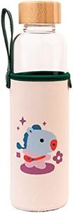 Grupo Erik Botella agua BT21 Mang - Botella agua cristal resistente con funda protectora - Botella termica 500ml - Botella agua niños sin BPA/Botella de agua reutilizable - Botella agua niña