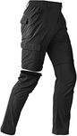 Mens Hiking Convertible Pants Waterproof Lightweight Quick Dry Zip Off Fishing Travel Outdoor Cargo Work Pants, Black, 32