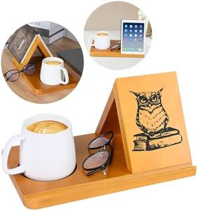 Eadvreit Book Stand, Wooden Triangle Book Holder, Book Rest with Cup Holder, Small Bookshelf Suitable for Reading or Desktop Decoration, Coffee and Book Lovers Gifts