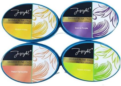 Metallic Pigment Ink Pad Set, Gold, Silver, Copper, Rose Gold, for Card Making, Scrapbooking, Paper Crafts, Ages 14+ (Gold Shimmer Ink Pad 4 Colors A)