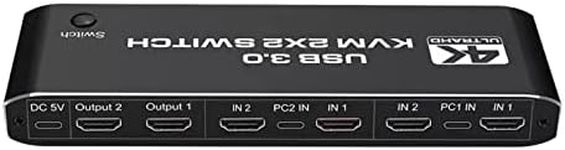 2x2 Dual Monitor Extended Display Kvm Switch USB KVM Switch HDMI 2 in 2 Out with Keyboard Hotkey, PC Monitor Keyboard Mouse Switcher