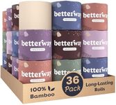Betterway Unbleached Bamboo Toilet Paper Rolls - Eco-Friendly 3 Ply Toilet Tissue - 36 Long-Lasting Rolls - 360 Sheets/Roll - Organic, FSC Certified, Septic Safe TP - Lint-Free, PFAS-Free Bath Tissue
