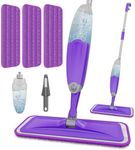 HOMTOYOU Spray Mops for Floor Cleaning: Wet Mop for Hardwood Tile Wood Laminate Vinyl - 3 Washable Microfiber Pads for Swiffer Powermop - Absorbs Pet Hair Dust